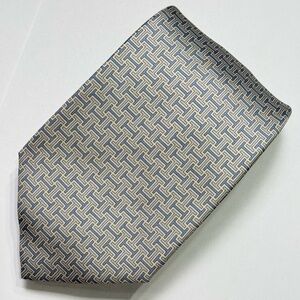 HERMES blue white silk H print tie